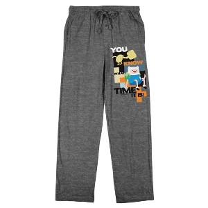 Adventure Time Finn and Characters Men's Heather Gray Sleep Pajama Pants - 1 of 4