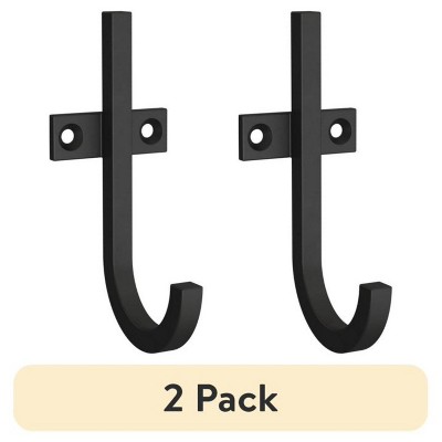 LunaLulinlk (2 pack) 2 Prong Matte Black Hook, 1 Hook, 35 lb Limit