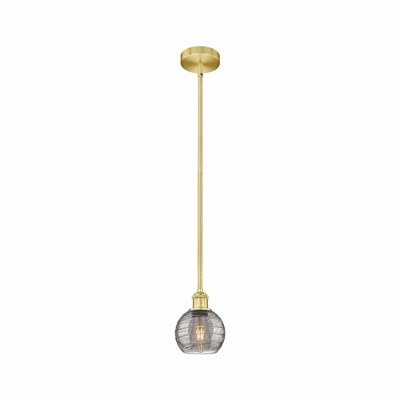 Athens Deco Swirl - 1 Light Stem Hung Mini Pendant In Industrial Style-7.63 Inches Tall and 5.88 Inches Wide