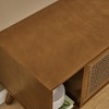 67.9" Mid Century Modern Rattan TV Stand for TVs up to 75", Entertainment Cabinet with Solid Wood Feet, Sliding Doors, Media Console for Living Room - 4 of 4