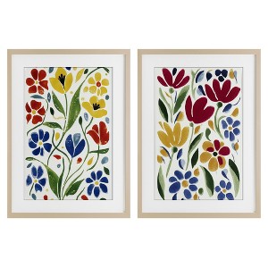 Stupell Industries Scandinavian Wild Flowers 2pc Framed Print Under Glass Set - 1 of 4