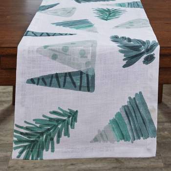 Split P Hand Painted Christmas Tree Holiday Table Runner - 72''L - Off-White