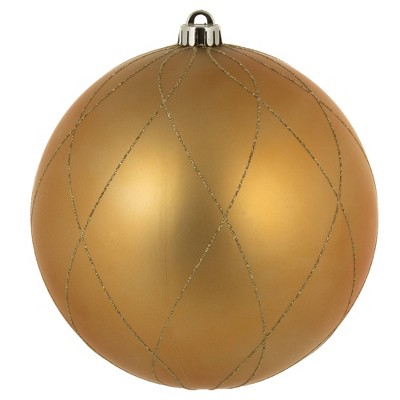 Vickerman 8" Matte Glitter Swirl Ball Ornament Copper Gold