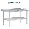 Commercial-Grade Stainless Steel Prep Table with Adjustable Undershelf, Rounded Corners & 660 lbs Load Capacity - 4 of 4