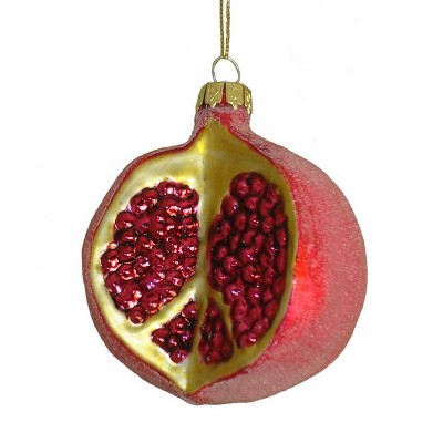 Ganz Sugared Fruit Decorative Glitter Peace Pomegranate Glass Christmas Ornament 3"