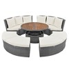 Maisie 5-piece PE Wicker Round Patio Sectional Sofa, Outdoor Daybed with Round Liftable Table and Washable Cushions - Maison Boucle - 2 of 4