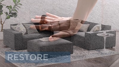 Luxe 5-Piece White Velvet Fabric Sectional Sofa with Ottoman