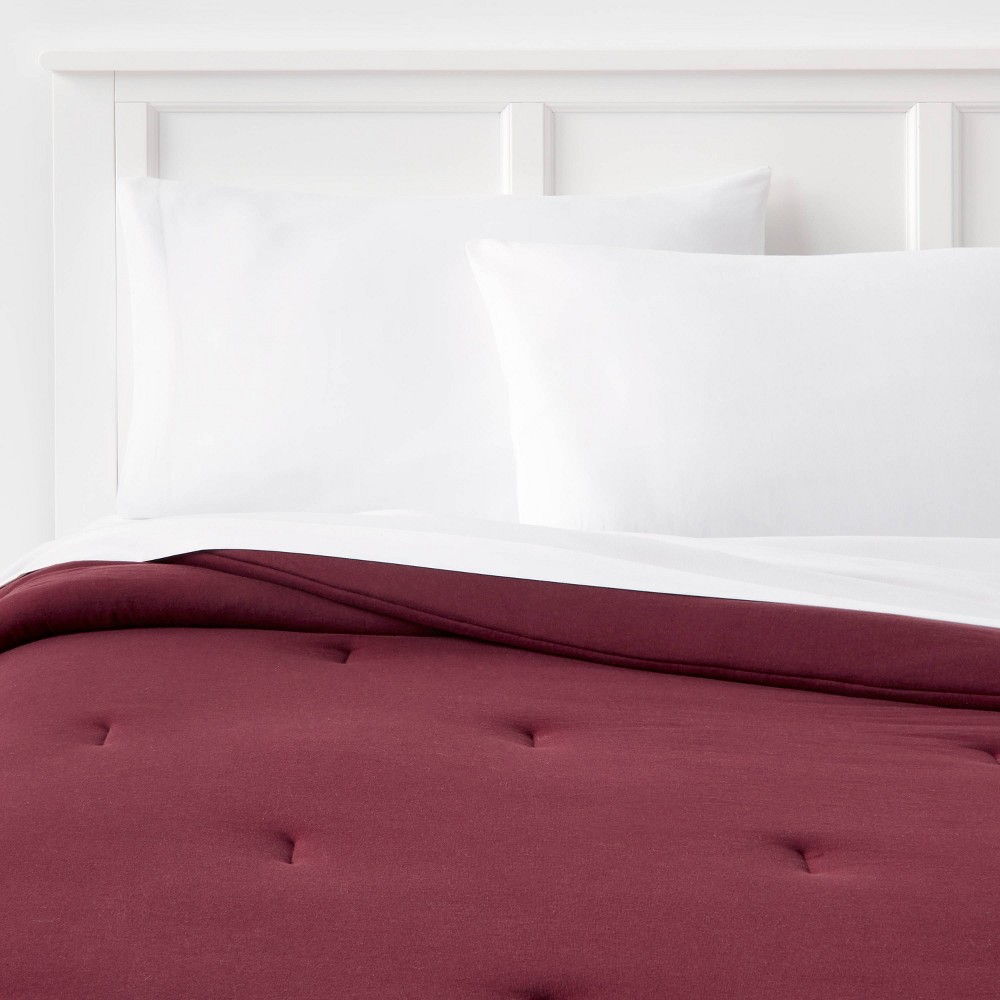 Photos - Duvet Twin/Twin Extra Long Jersey Solid Comforter Maroon - Room Essentials™