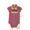 Hudson Baby Infant Girl Cotton Bodysuit, Pant and Shoe Set, Mama Autumn Floral - 2 of 4