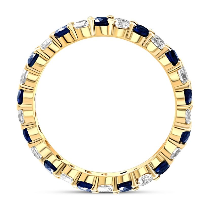 Pompeii3 1 cttw Blue Sapphire Diamond Wedding Eternity Ring 10k Yellow Gold, 3 of 6