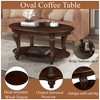 Airsurfer 42'' Oval Wood Coffee Table for Living Room, 2-Tier Solid Wood Cocktail Table with Open Storage Shelf - 4 of 4