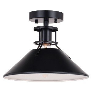 Vaxcel Canton 1 - Light Semi-Flush Mount in  Black/Matte White - 1 of 4