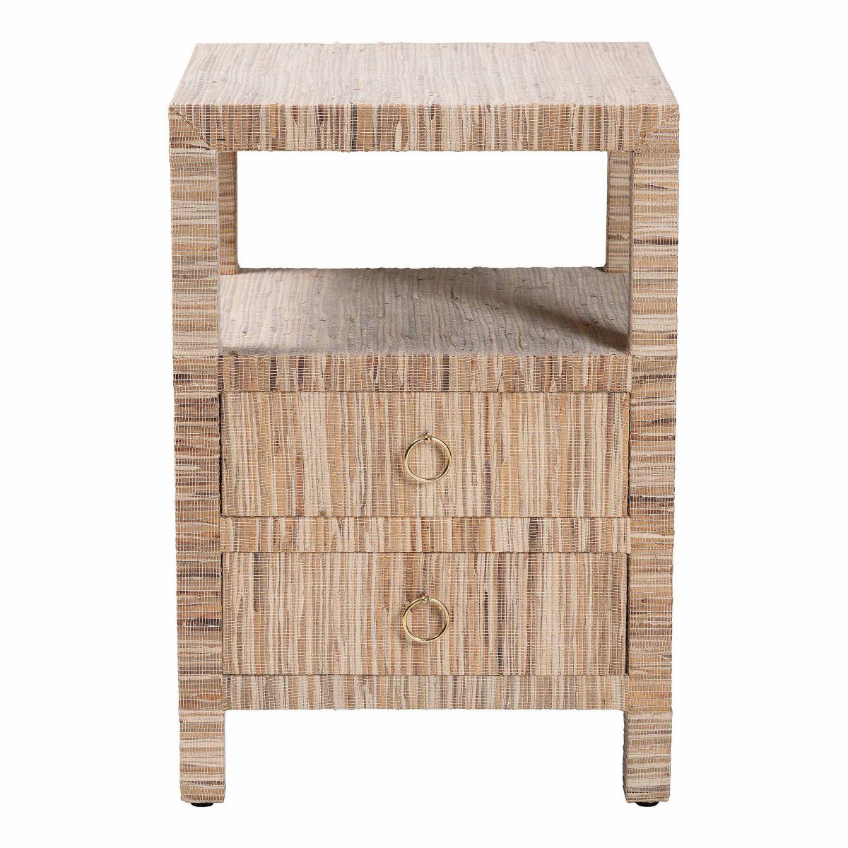 bali & pari Paine Woven Grasscloth 2 Drawer Nightstand Natural - thumbnail 2
