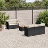 vidaXL Patio Sofa Set with Cushions Outdoor Furniture 6 Piece Poly Rattan - Black and Cream - 2 of 4