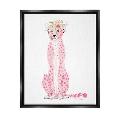 Stupell Industries Pink Leopard Floral Garland Framed Canvas