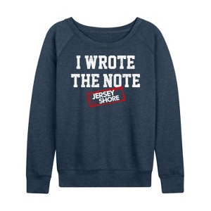 Women's - Jersey Shore - I Wrote The Note Lightweight French Terry Wide Neck Long Sleeve Shirt - 1 of 4