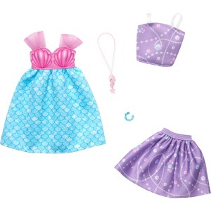 Barbie Fashion Pack – Mermaid-Inspired Dress + Lilac Top & Skirt, Necklace, Bracelet (Doll Not Included) - 1 of 3