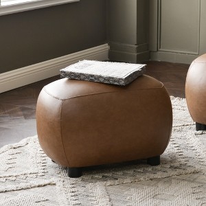 KINWELL 23" Wide Modern Faux Leather Upholstered Ottoman Footrest, PU Entryway Footstool - 1 of 4