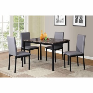 NicBex Dining Table Set for 4 Industrial Bar Height Table with Faux Marble Tabletop and 4 Faux Leather Chairs for Kitchen - 1 of 4