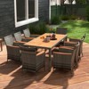 Tangkula 9PCS Patio Rattan Furniture Dining Set Acacia Wood Table Cushioned Chair for Outdoor - 3 of 4
