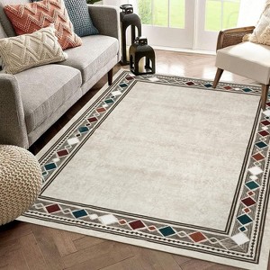 Washable Area Rug for Living Room - Soft Modern Carpet with Non-Slip Backing Non-Shedding Stain Resistant Rug - 1 of 4