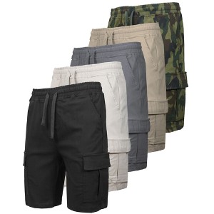 Galaxy By Harvic Men’s Slim Fit Super Flex Stretch Cargo Jogger Shorts-5 Pack - 1 of 4