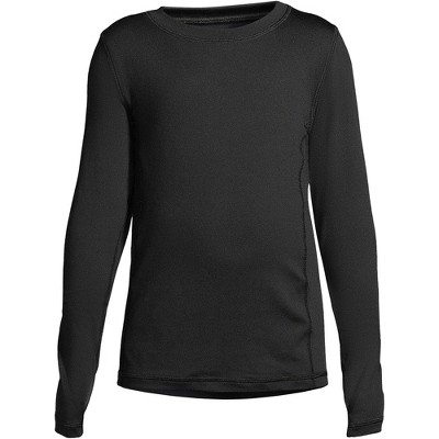 Lands' End Kids Thermal Base Layer Long Underwear Thermaskin Crew Neck Shirt  - Medium - Black : Target