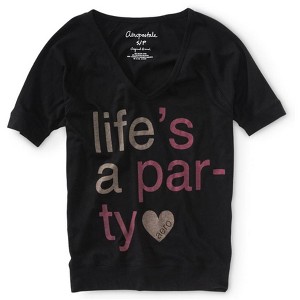 Aeropostale Womens Life's A Party Graphic T-Shirt - 1 of 2