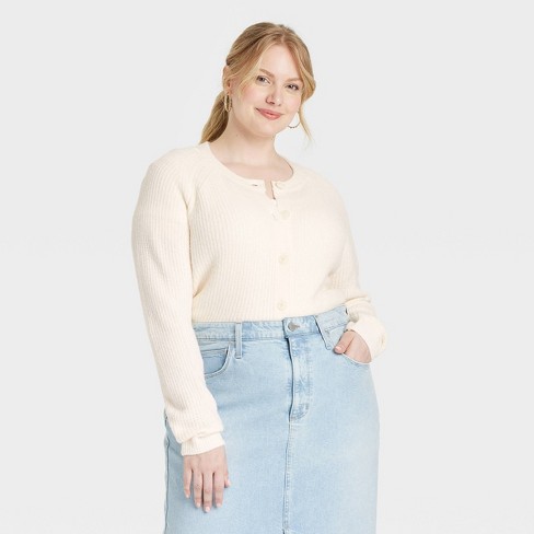 Women s Cozy Knit Button front Cardigan Universal Thread Cream Xxl Target