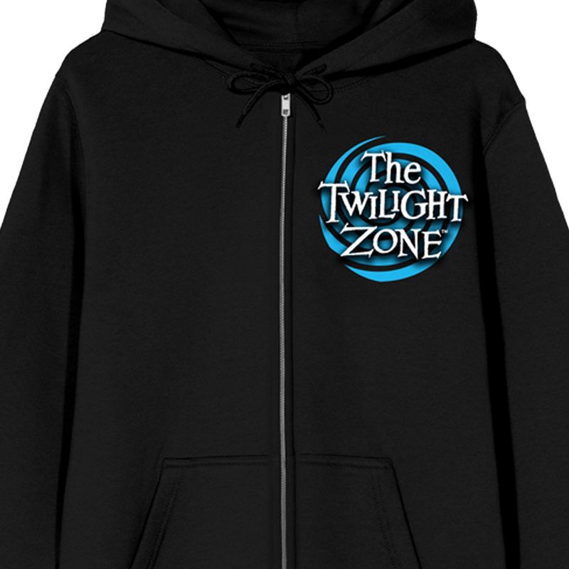 The Twilight Zone Title Logo Adult Black Zip-Up Hoodie, 3 of 5