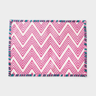 Mela Artisans Set of 4 Red and Blue Zig Zag Placemats