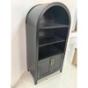 MDF Arched PVC Rattan Double Door Bookcase - Cool White Embossed & Wood Rattan Finish - 2 of 3