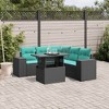 vidaXL 6 Piece Garden Sofa Set with Cushions Black Poly Rattan - 2 of 4