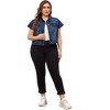 Agnes Orinda Women's Plus Size Denim Y2K Button Down Short Sleeve Streetwear Cropped Jean Jacket - 3 of 4