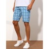 Lars Amadeus Men's Straight Fit Flat Front Plaid Printed Shorts - image 2 of 4