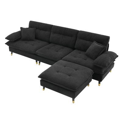 NicBex L Shape Sectional Sofa Chenille Fabric Couches with Ottoman and Adjustable Legs for Living Room