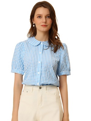 Navy gingham shirt womens best sale