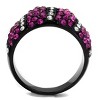 Slickblue Women’s Black Stainless Steel Ring, Striped Pave Design with Montana & Clear Synthetic Crystals, Size 5–10 - 3 of 4