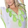 LA LEELA Women's Summer Short Fall Bathing Suit Holiday Beachwear Mini Swim Suit Cover Ups for Women Medium-Large White, Solid - 2 of 4