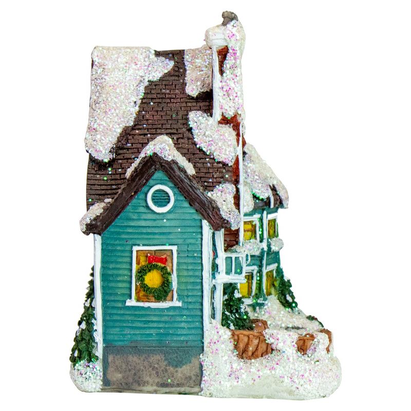 Northlight 5.5" Green LED Lighted Snowy House Christmas Village Decoration, 4 of 6