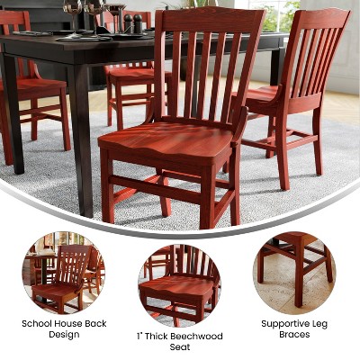 Elegant Mahogany Wood Vertical Slat Side Chair in Rich Brown