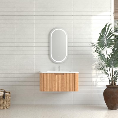 GDFStudio Dobles Modern Wall-Mounted Floating Bathroom Vanity