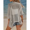 Womens Short Sleeve Cardigan Beach Cover Up Hollow-Out Sweater Cardigan Batswing Sleeve Cover Up Lightweight Cardigan - 2 of 4