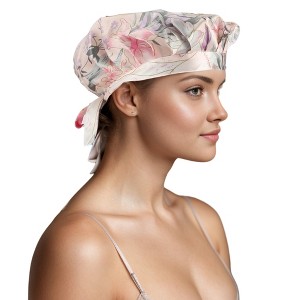 Unique Bargains Women's Faux Silk Floral Hair Bonnet - 1 of 4