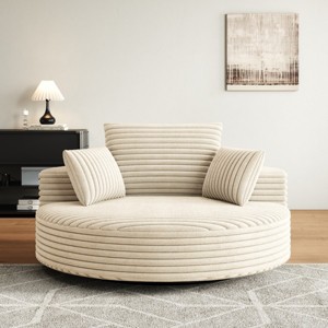 55'' Corduroy Chenille Swivel Sleeper Chair with Backrest Pillows for Living Room & Bedroom-Cuddlewood - 1 of 4