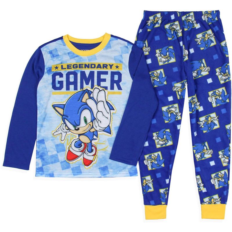 Sonic The Hedgehog Pajamas Boys Legendary Gamer Two Piece Kids Pajama Set, 1 of 7