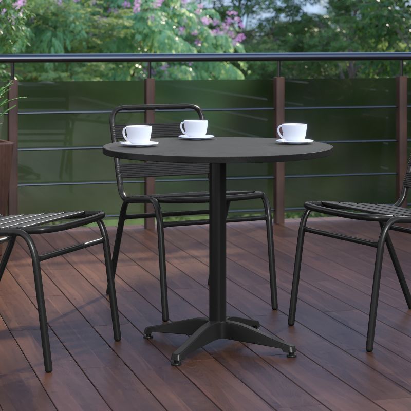 Flash Furniture Mellie 31.5'' Round Aluminum Indoor-Outdoor Table with Base, 6 of 13