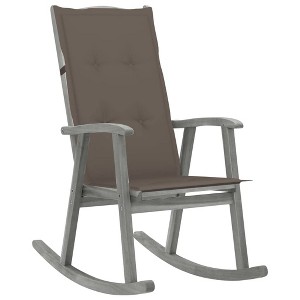 vidaXL Rocking Chair, Outdoor Rocking Chair with Cushions, Wooden Rocking Chair for Garden Balcony Backyard, Retro Style, Gray Solid Wood Acacia - 1 of 4