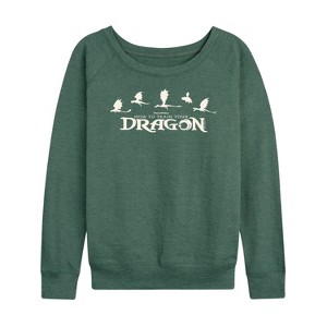 Women's - How To Train Your Dragon - Dragons Lightweight French Terry Wide Neck Long Sleeve Graphic Shirt - 1 of 4