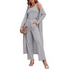 Ekouaer Women's 3 Piece Lounge Set Pajama Long Sleeve Cardigan Sleeveless Top Pants Sweatsuit - 3 of 4